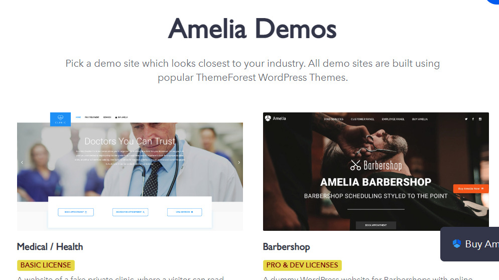 amelia wordpress demo